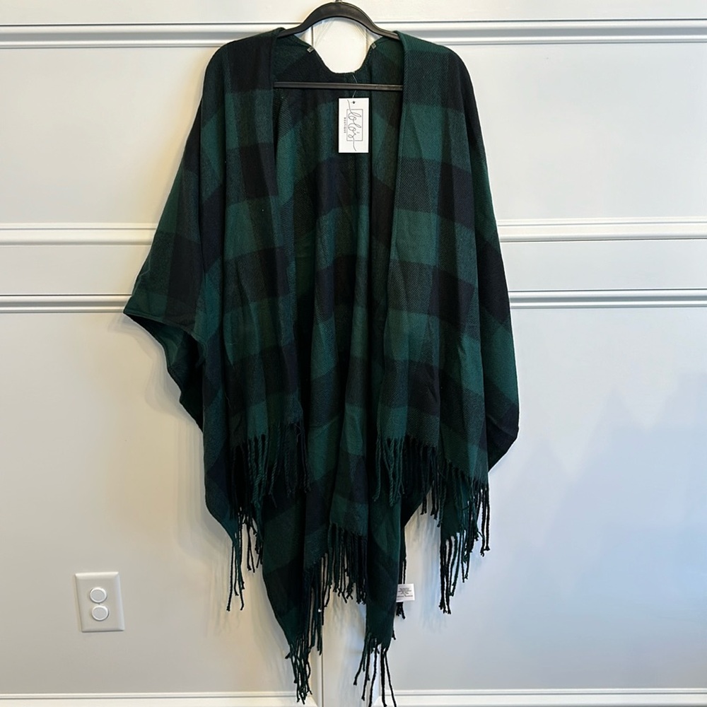 Green Gingham Shaw One Size